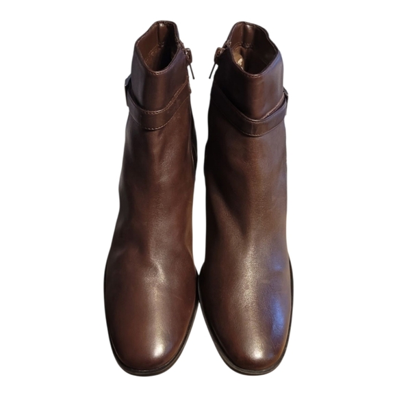 NEW, PREDICTIONS, MEDIUM BROWN  WHITOUT TAGS, SIZE 8.5 LEATHER BUCKLE BOOTS - Picture 9 of 10